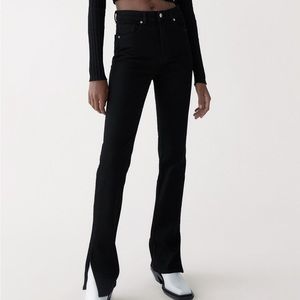 NWT Zara black hi-rise full length split leg skinny jeans size 4